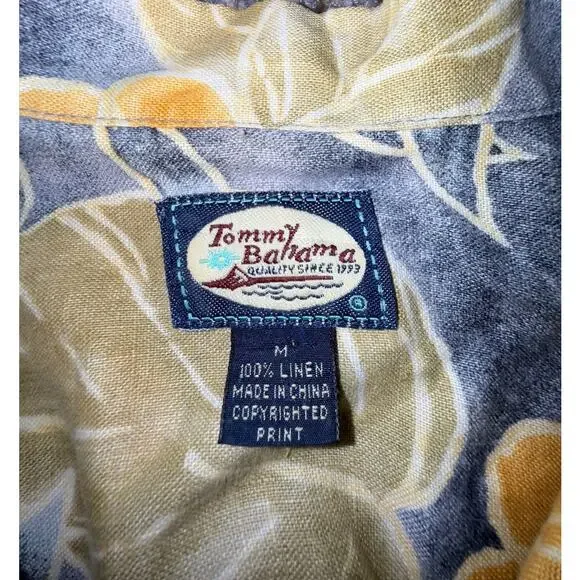 Tommy Bahama Yellow and Gray Floral Shirt - Picture 3 of 4